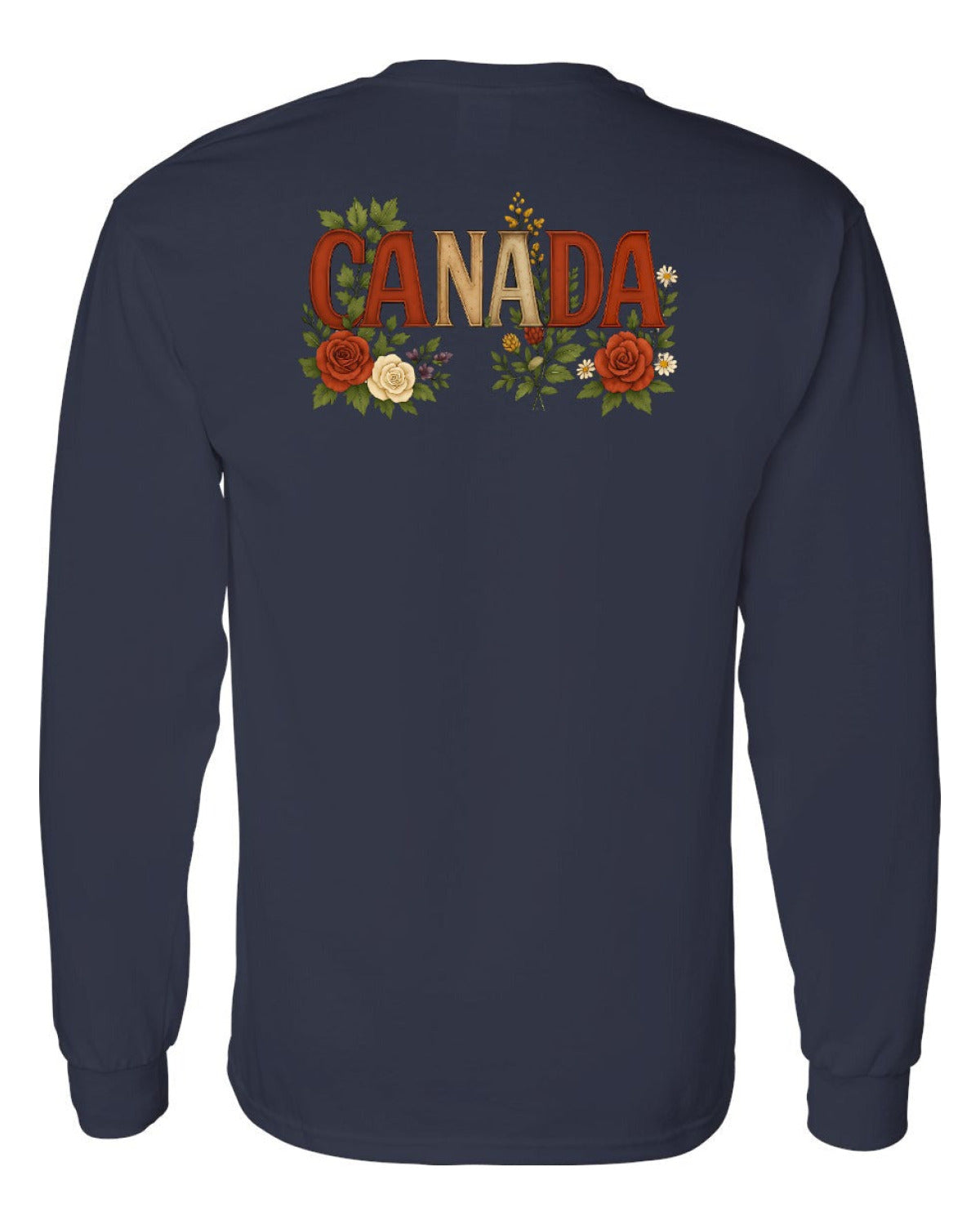 Canada Flowers Left Chest and Back Long Sleeve - Unisex