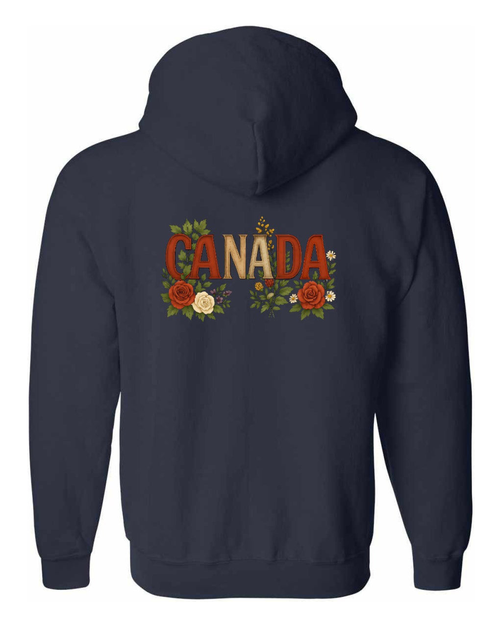 Canada Flowers Left Chest and Back Zip Hoodie - Unisex
