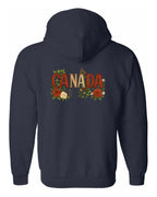 Canada Flowers Left Chest and Back Zip Hoodie - Unisex