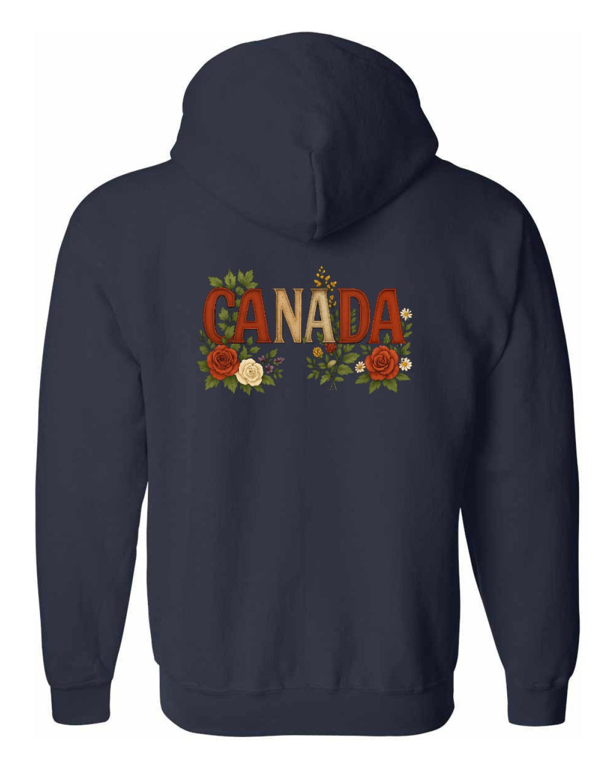 Canada Flowers Left Chest and Back Zip Hoodie - Unisex