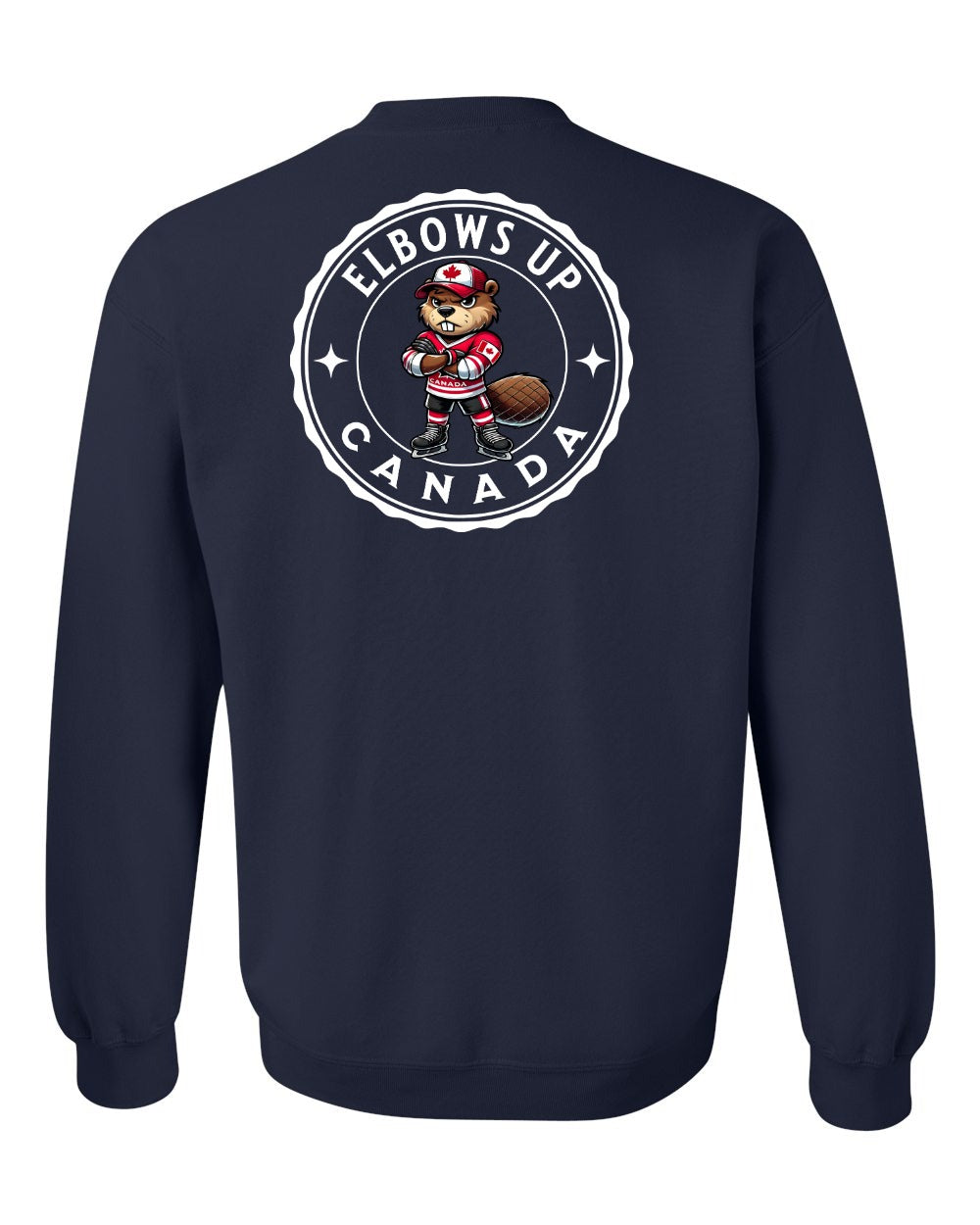 Elbows up Beaver Left Chest and Back Crewneck - Gildan Canada (sewn Internationally)
