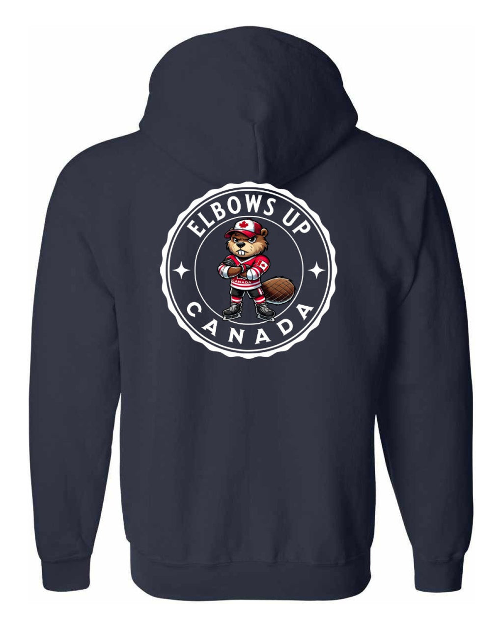 Elbows up Beaver Left Chest and Back Zip Hoodie - Unisex