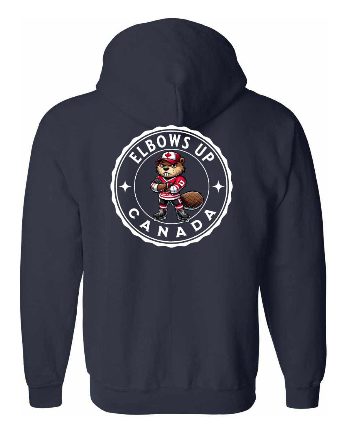 Elbows up Beaver Left Chest and Back Zip Hoodie - Unisex