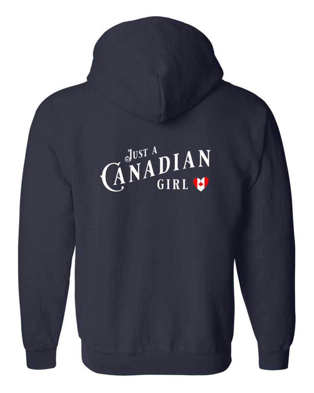 Just A Canadian Girl (Heart Flag) Left Chest and back Zip Hoodie - Unisex