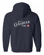 Just A Canadian Girl (Heart Flag) Left Chest and back Zip Hoodie - Unisex