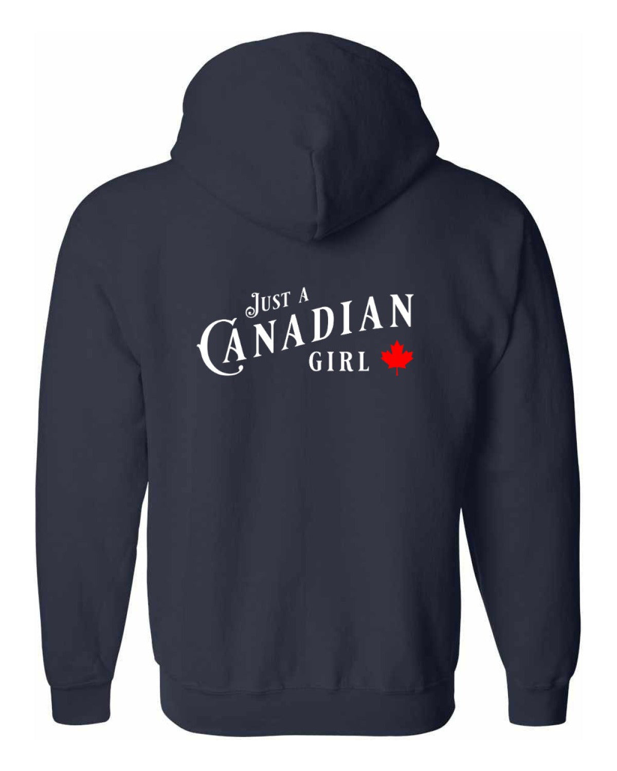 Just a canadian Girl Leaf Left Chest and Back Zip Hoodie - Unisex