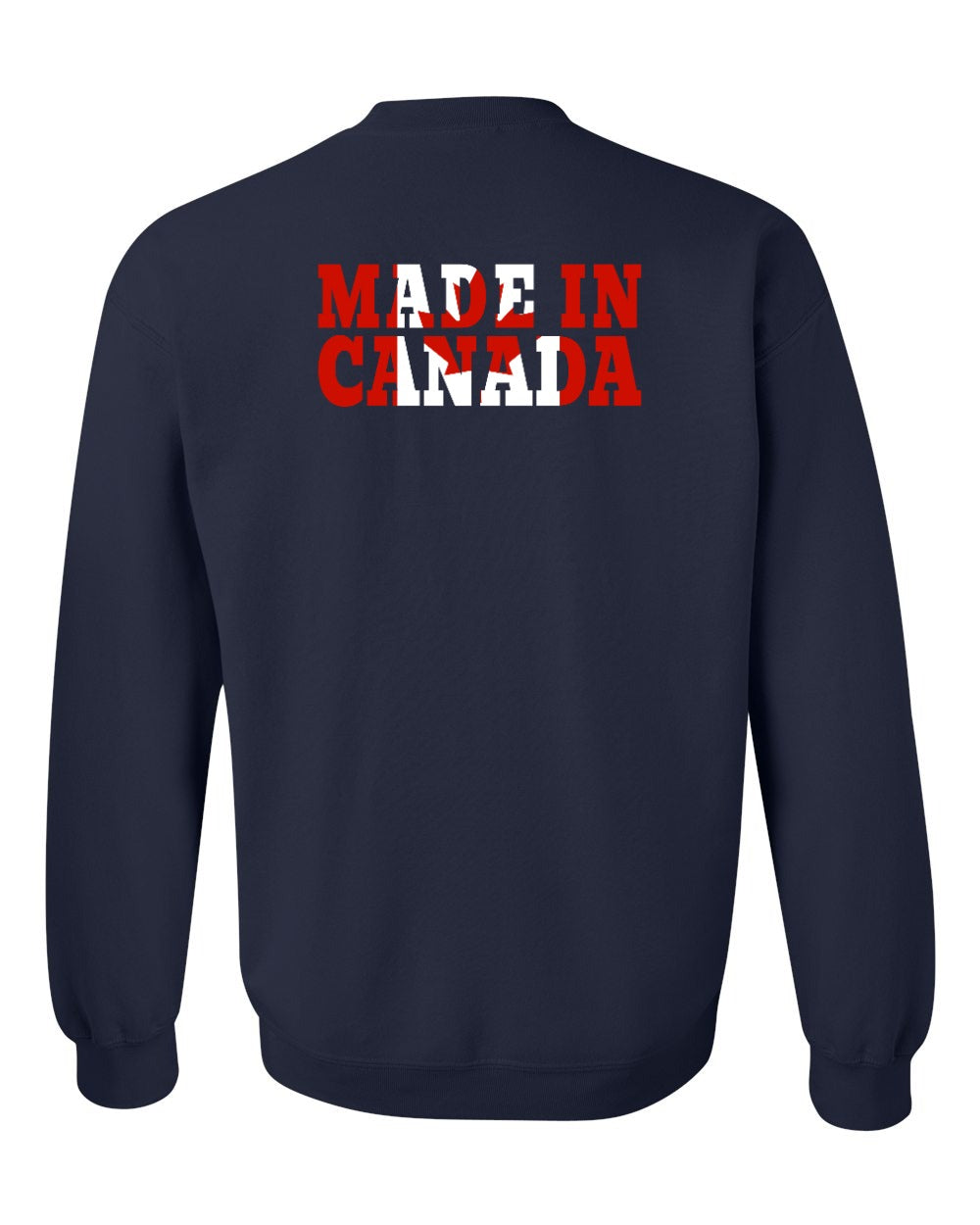 Made in Canada Flag Background Left Chest and Back Crewneck