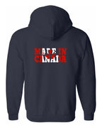 Made in Canada Flag Background Left Chest and Back Zip Hoodie - Unisex