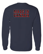 Made in Canada Plaid Background Left Chest and Back Long Sleeve - Unisex