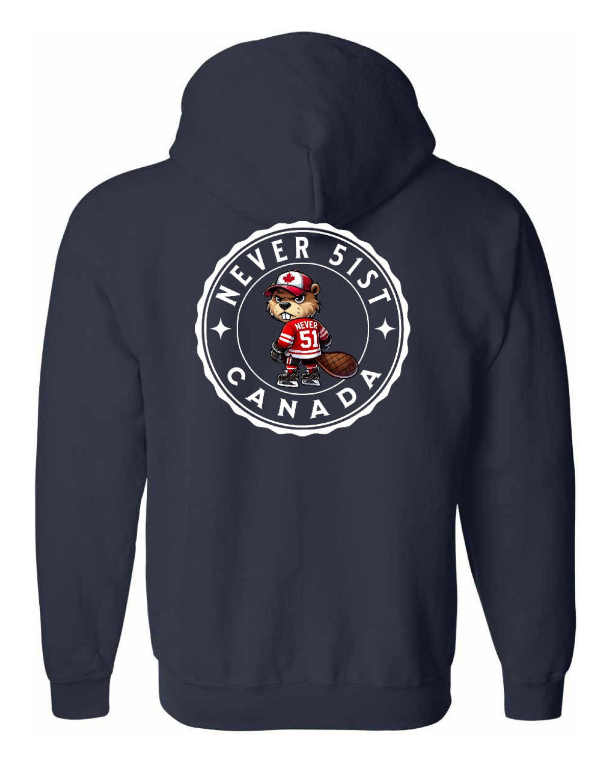 Never 51st Beaver Left Chest and Back Zip Hoodie - Unisex