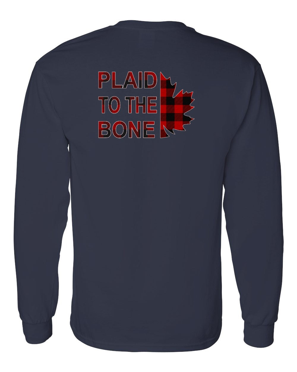 Plaid to the Bone Stacked Leaf Left Chest and Back Long Sleeve - Gildan Canada (sewn Internationally)