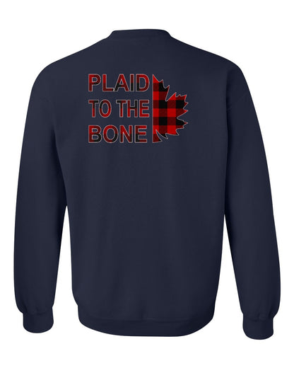 Plaid to the Bone Stacked Leaf Left Chest and Back Crewneck - Gildan Canada (sewn Internationally)