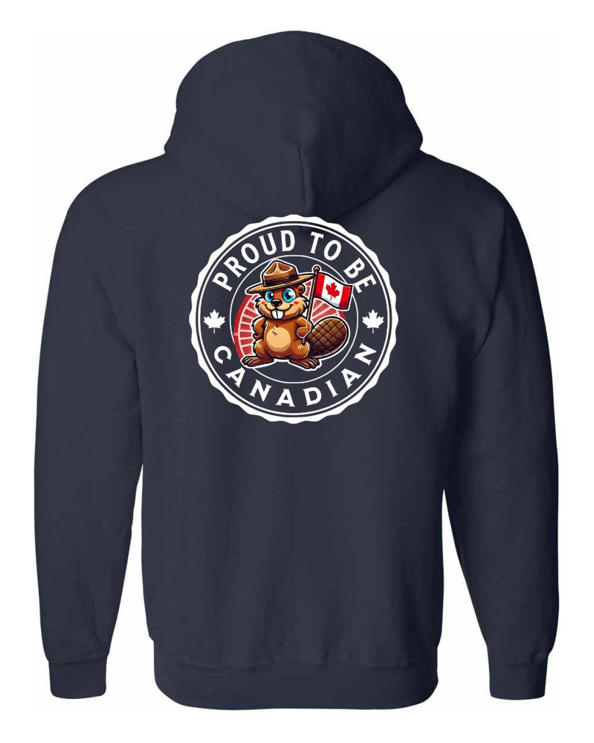 Proud to be Canadian Beaver Left Chest and Back Zip Hoodie - Unisex