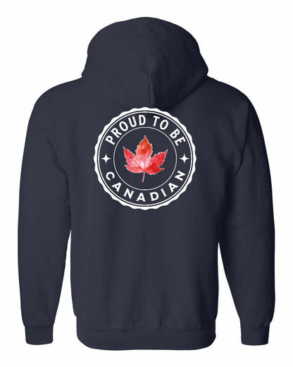 Proud to be Canadian Leaf Left Chest Zip Hoodie - Gildan Canada (sewn Internationally)