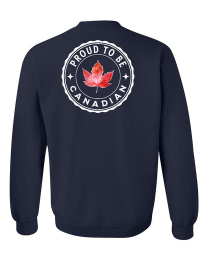 Proud to be Canadian Leaf Left Chest and Back Crewneck - Gildan Canada (sewn Internationally)