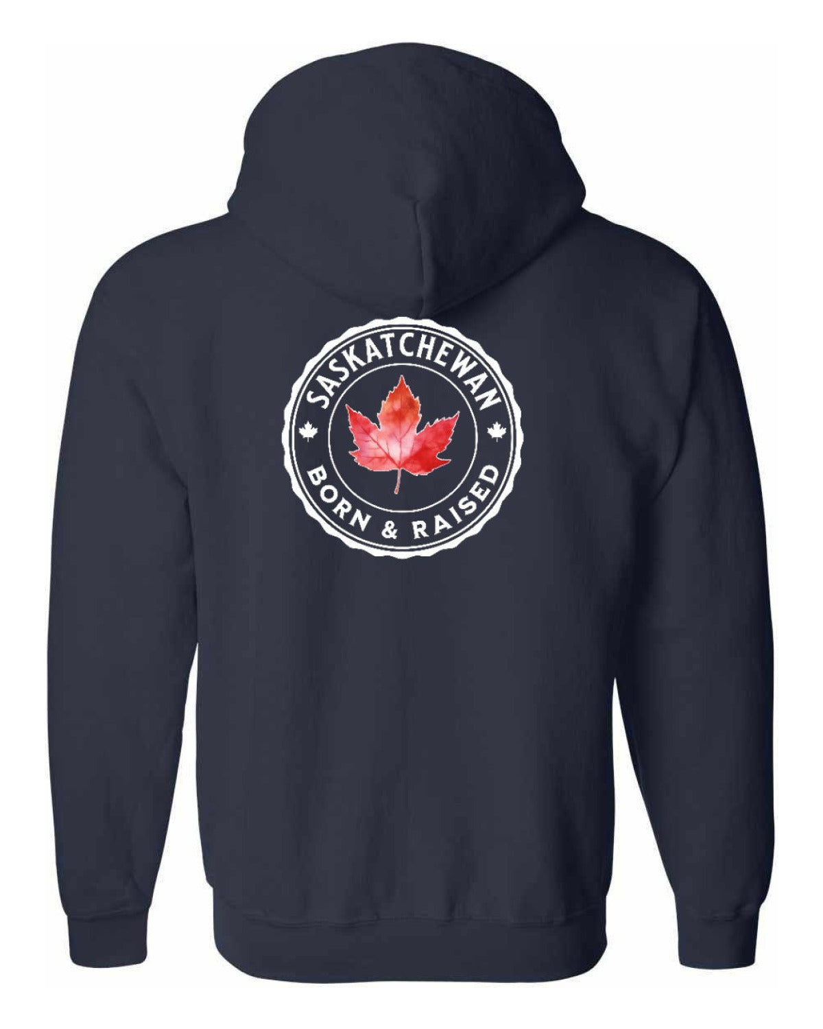 Born and Raised Saskatchewan Left Chest and Back Zip Hoodie - Unisex