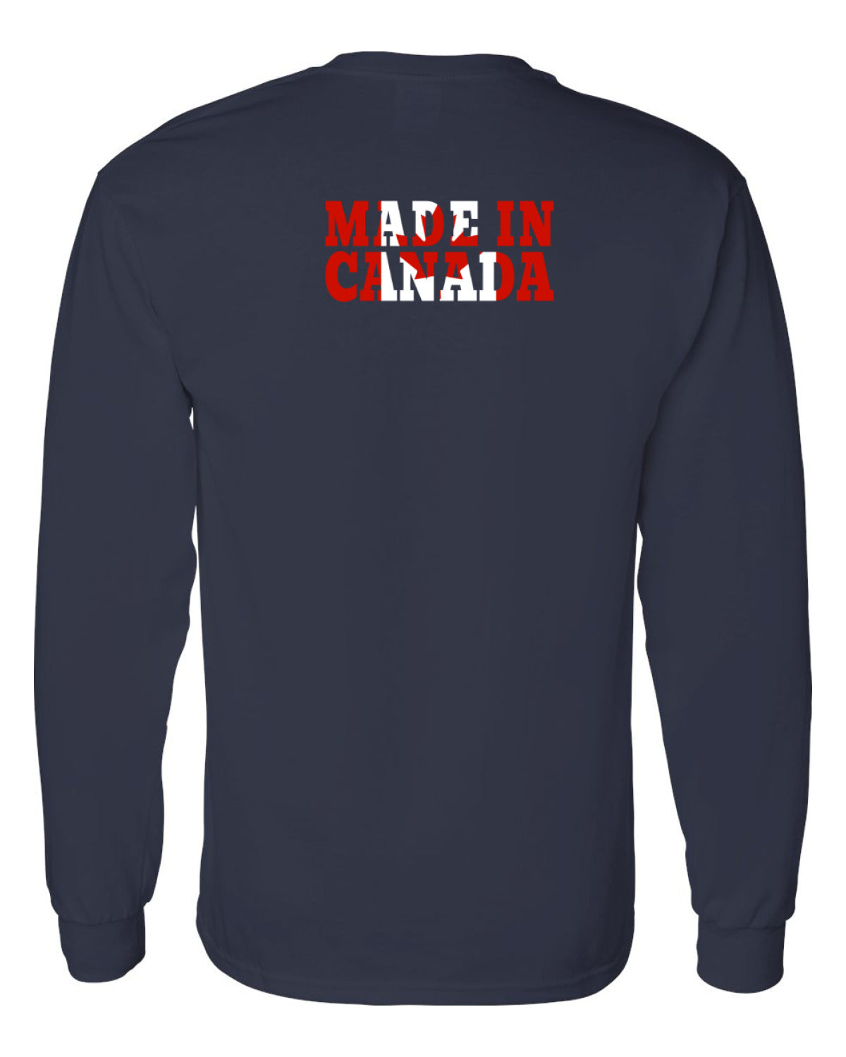Made In Canada Flag Background Left Chest And Back  Long Sleeve Tee ) - Unisex