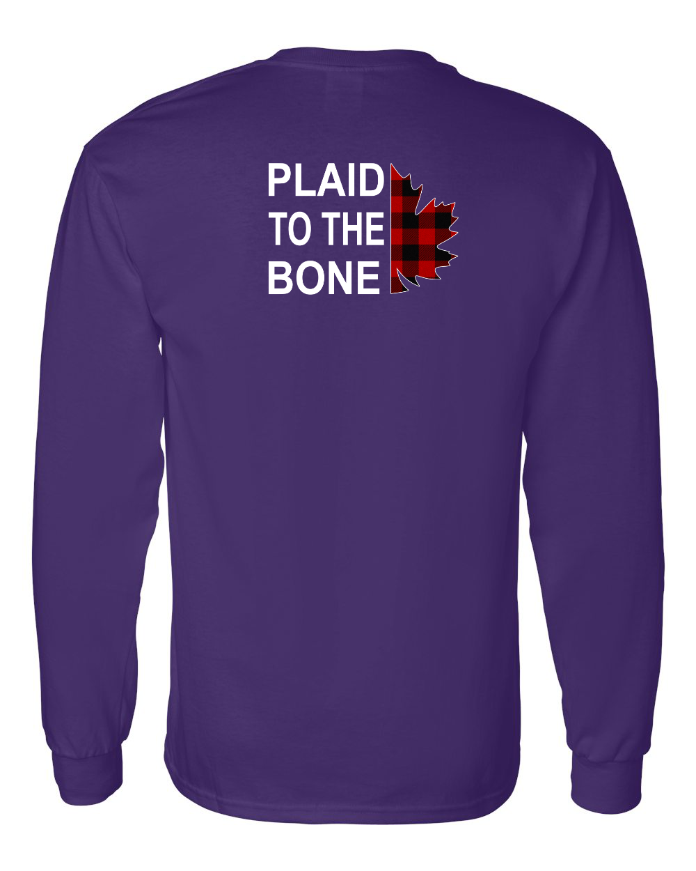 Plaid to the Bone Stacked Leaf Left Chest and Back Long Sleeve