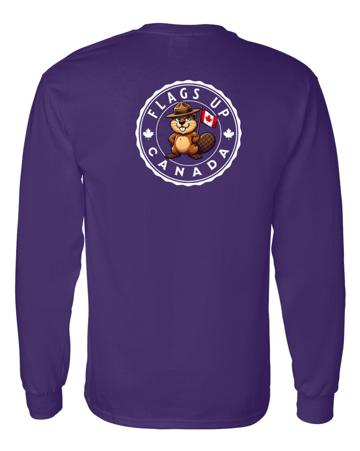 Flags Up Canada Male Beaver Version Left Chest And Back  Long Sleeve Tee ) - Unisex