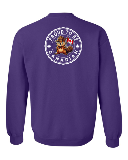 Proud to be Canadian Female Beaver Left Chest And Back Crewneck