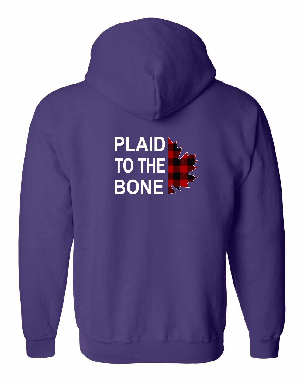 Plaid to the Bone Stacked Leaf Left Chest and Back Zip Hoodie