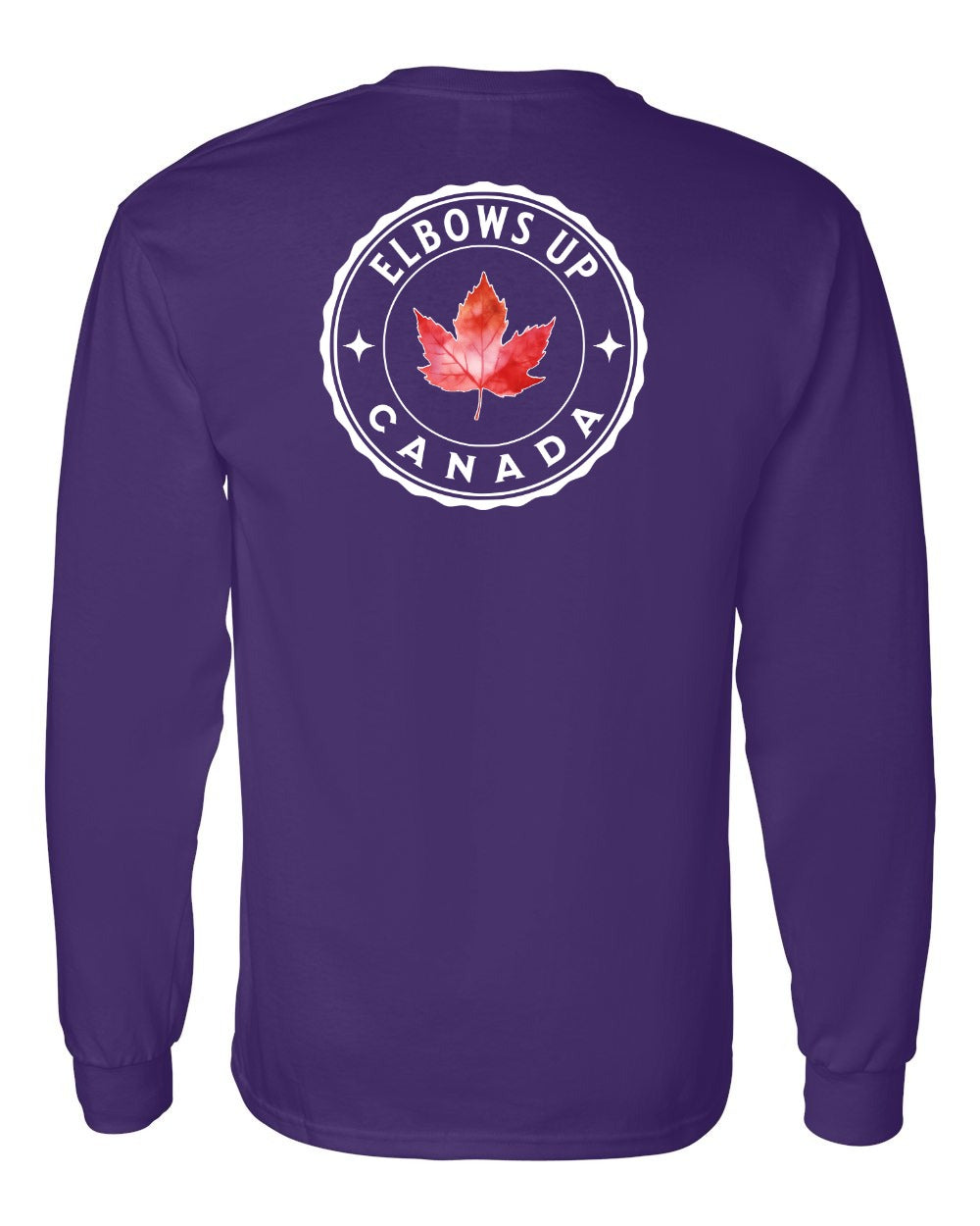 Elbows up Leaf Left Chest and Back Long Sleeve - Gildan Canada (sewn Internationally)