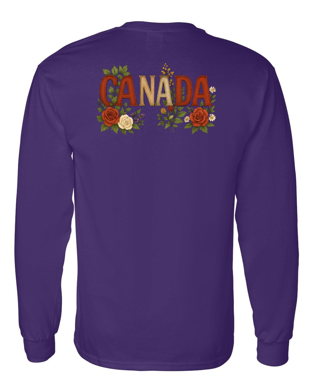 Canada Flowers Left Chest and Back Long Sleeve - Gildan Canada (sewn Internationally)