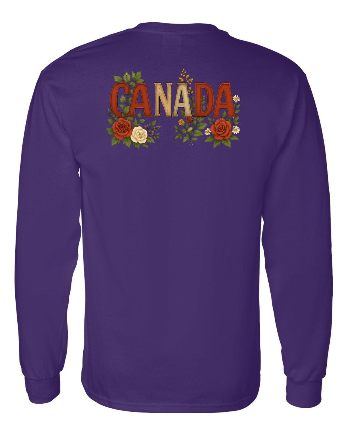 Canada Flowers Left Chest and Back Long Sleeve - Unisex