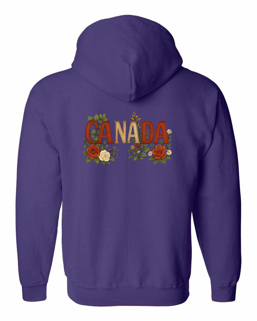 Canada Flowers Left Chest and Back Zip Hoodie - Gildan Canada (sewn Internationally)