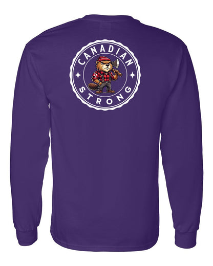 Canadian Strong Beaver Left Chest and Back Long Sleeve - Gildan Canada (sewn Internationally)