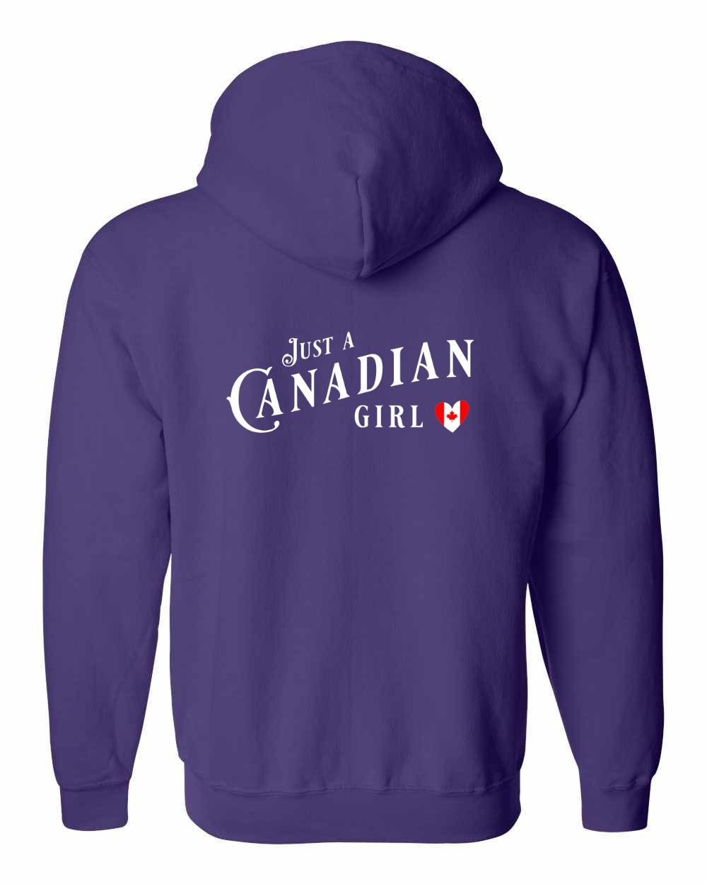 Just A Canadian Girl (Heart Flag) Left Chest and back Zip Hoodie