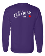 Just a canadian Girl Left Chest and Back Long Sleeve - Unisex