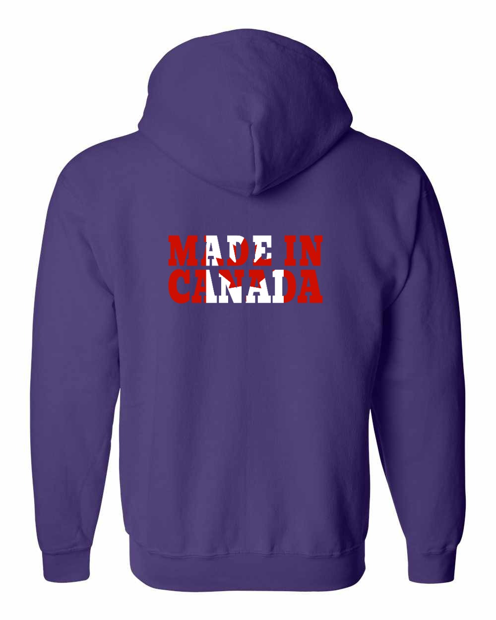 Made in Canada Flag Background Left Chest and Back Zip Hoodie