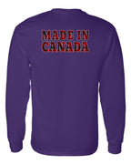 Made in Canada Plaid Background Left Chest and Back Long Sleeve - Unisex