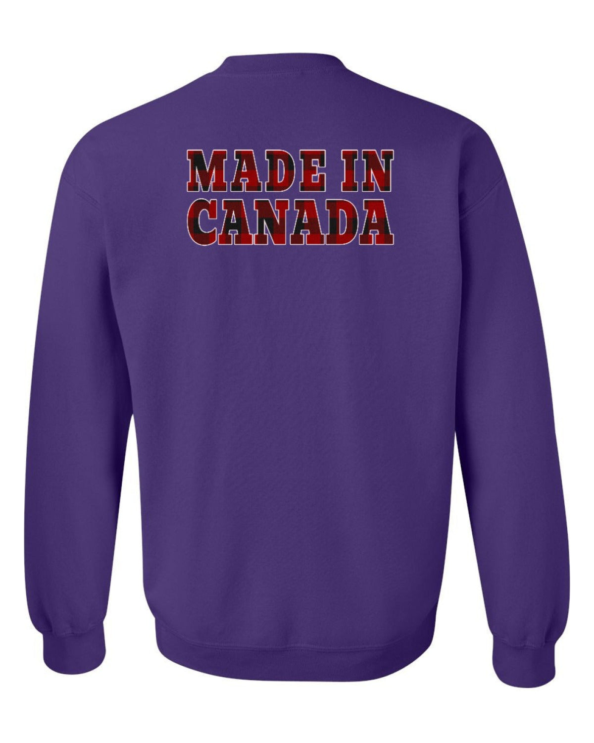 Made in Canada Plaid Background Left Chest and Back Crewneck - Unisex