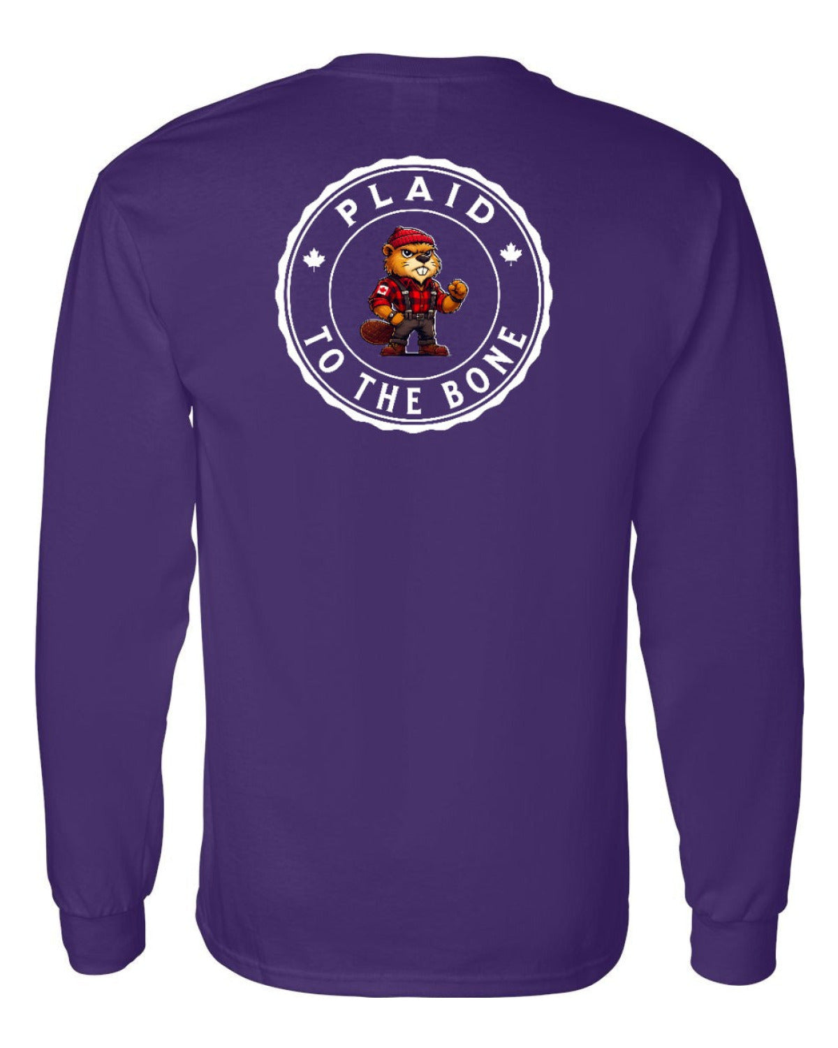 Plaid to the Bone Beaver Left Chest and Back Long Sleeve - Unisex