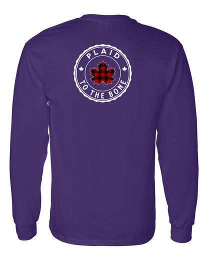Plaid to the Bone Circle Leaf Left Chest and Back Long Sleeve - Gildan Canada (sewn Internationally)