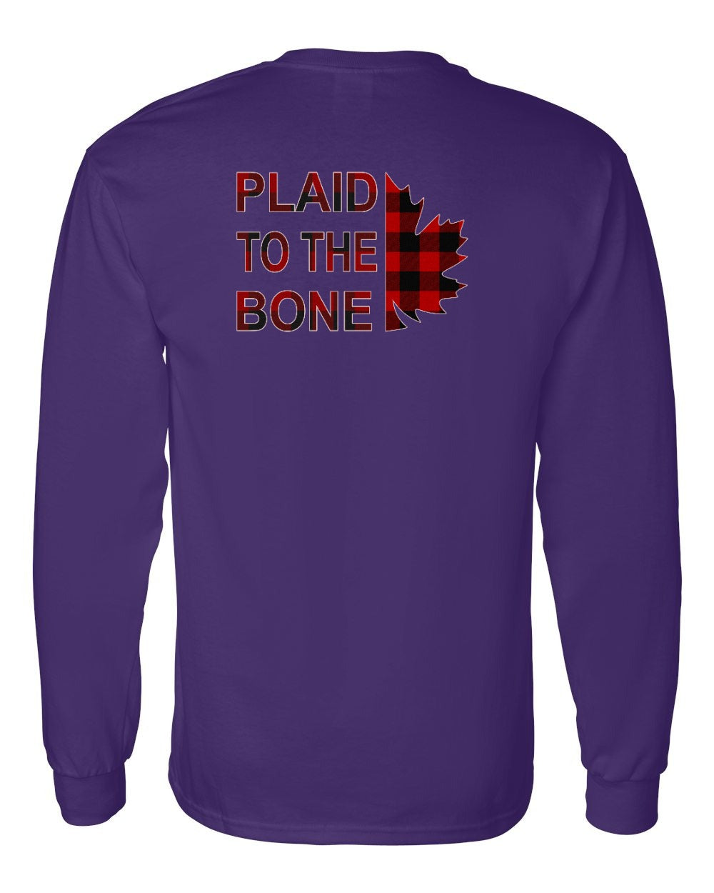 Plaid to the Bone Stacked Leaf Left Chest and Back Long Sleeve - Gildan Canada (sewn Internationally)