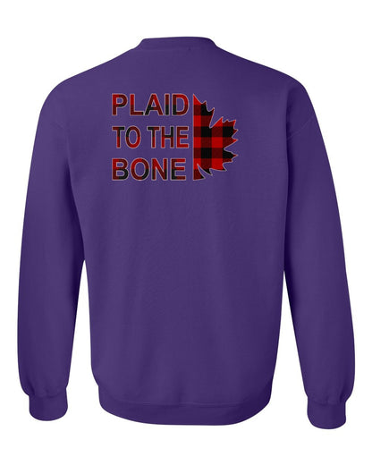 Plaid to the Bone Stacked Leaf Left Chest and Back Crewneck - Gildan Canada (sewn Internationally)