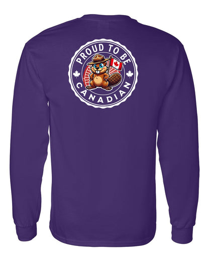 Proud to be Canadian Beaver Left Chest and Back Long Sleeve - Gildan Canada (sewn Internationally)