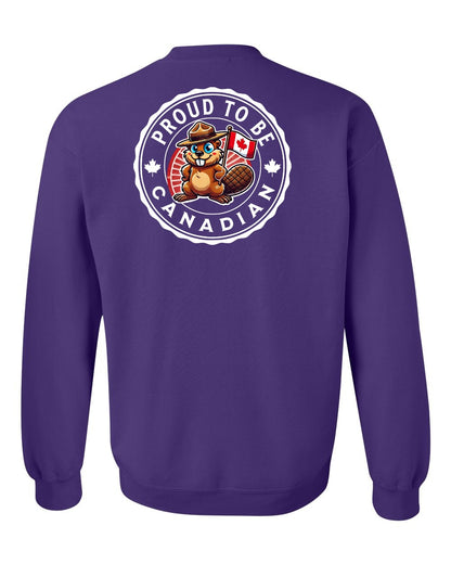 Proud to be Canadian Beaver Left Chest and Back Crewneck - Gildan Canada (sewn Internationally)