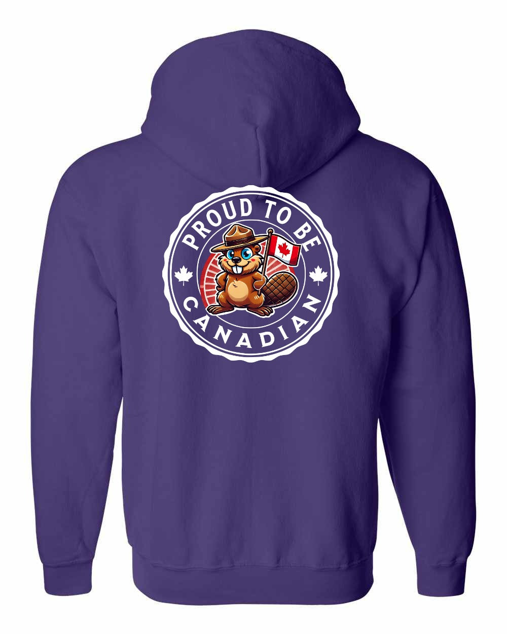 Proud to be Canadian Beaver Left Chest and Back Zip Hoodie