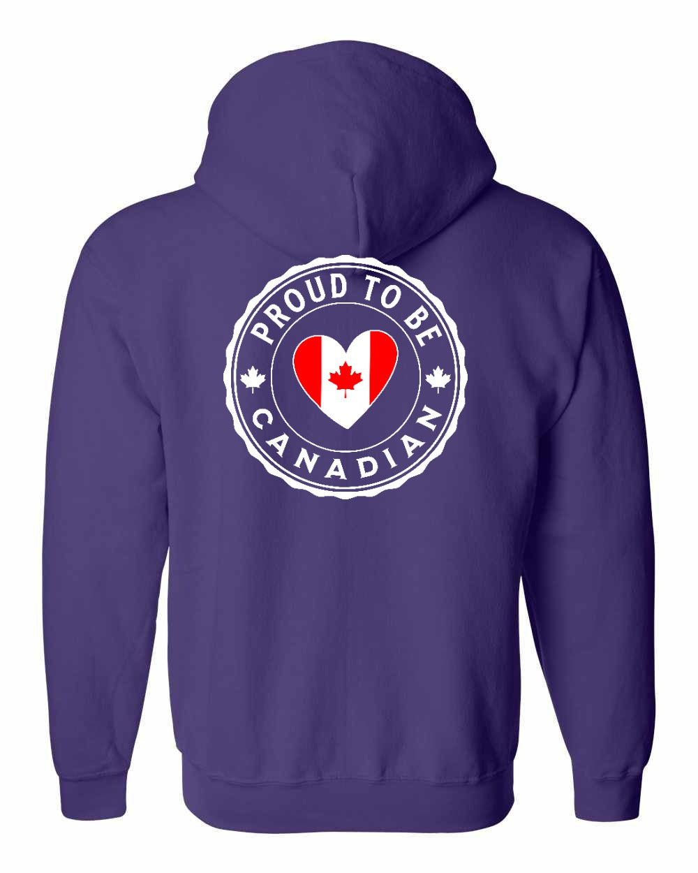 Proud to be Canadian Heart Flag Left Chest and Back Zip Hoodie