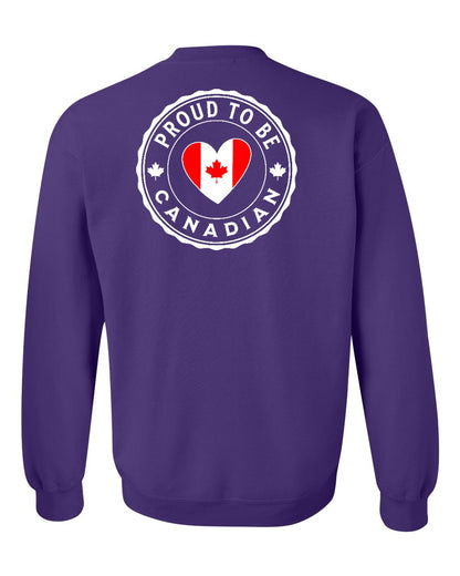Proud to be Canadian Heart Flag Left Chest and Back Crewneck - Gildan Canada (sewn Internationally)