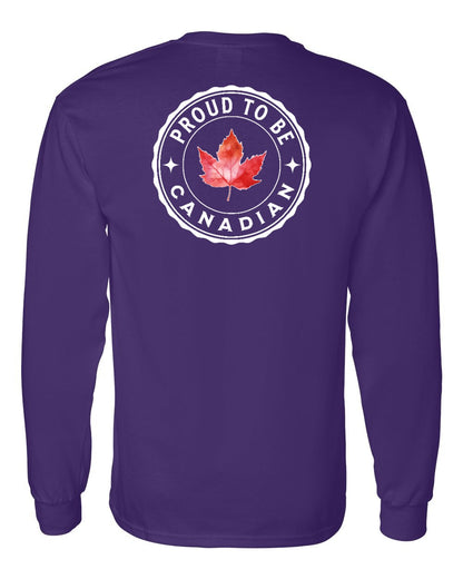 Proud to be Canadian Leaf Left Chest and Back Long Sleeve - Gildan Canada (sewn Internationally)