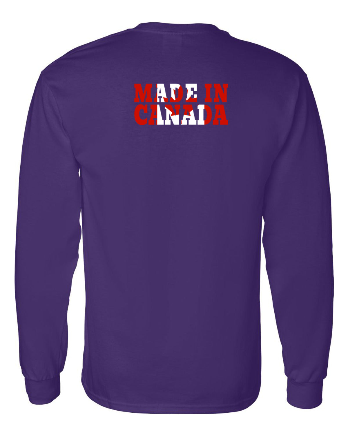 Made In Canada Flag Background Left Chest And Back  Long Sleeve Tee ) - Unisex
