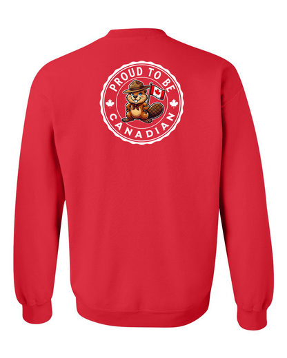 Proud to be Canadian Female Beaver Left Chest And Back Crewneck