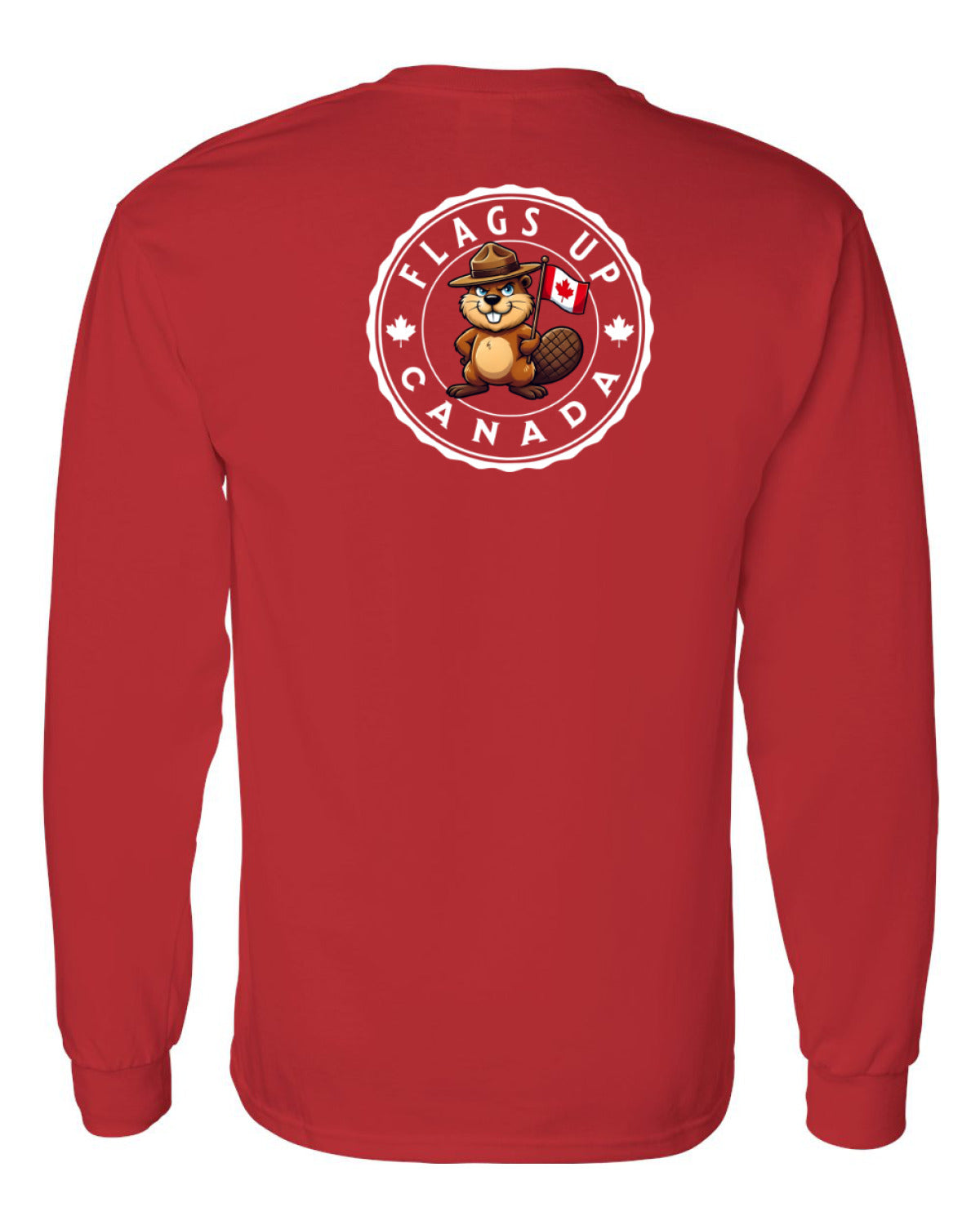 Flags Up Canada Male Beaver Version Left Chest And Back  Long Sleeve Tee ) - Unisex