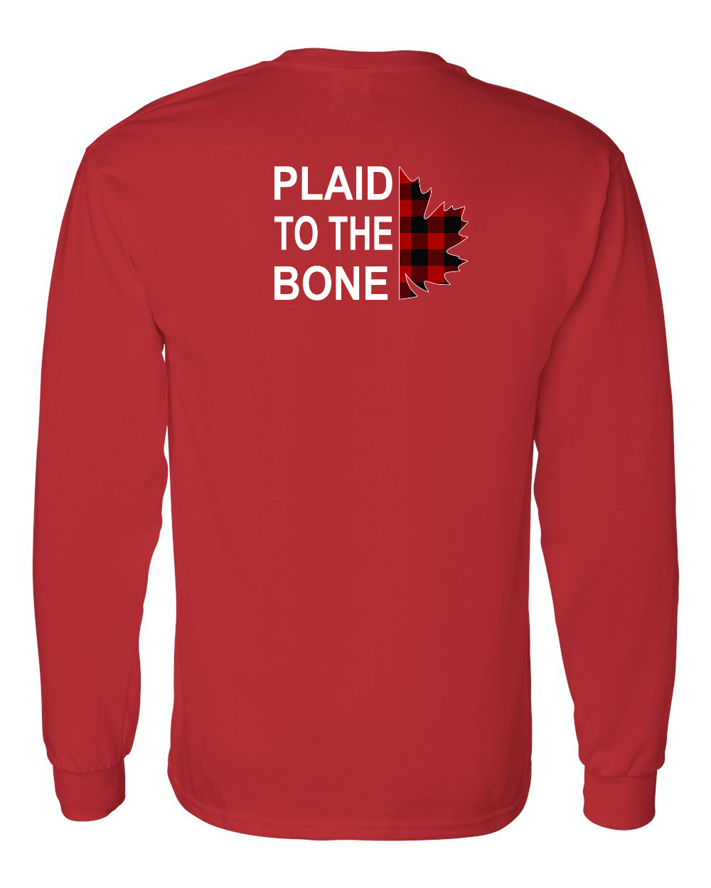 Plaid to the Bone Stacked Leaf Left Chest and Back Long Sleeve