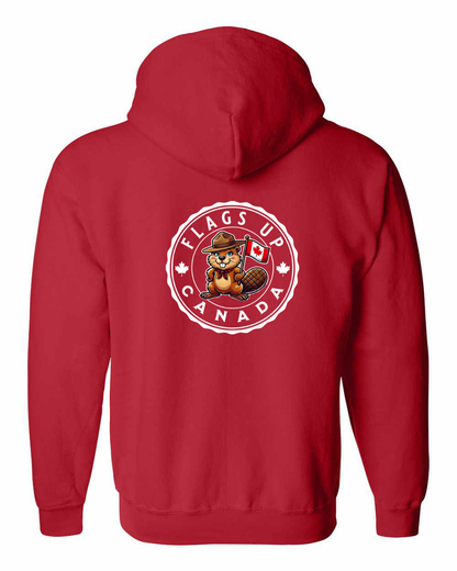 Flags Up Female Beaver Left Chest And Back Zip Hoodie
